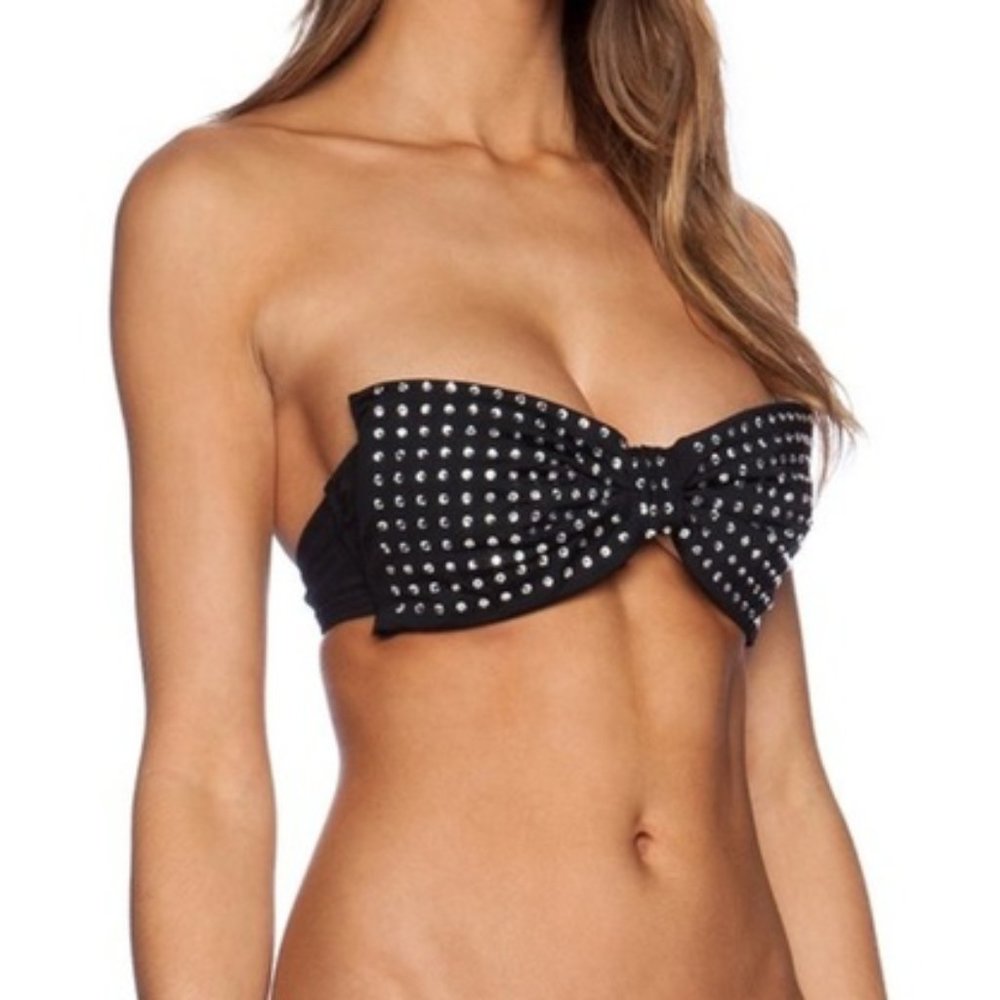 Kate Spade Bandeau Bow Swim w Jewels - Navy - Sz S